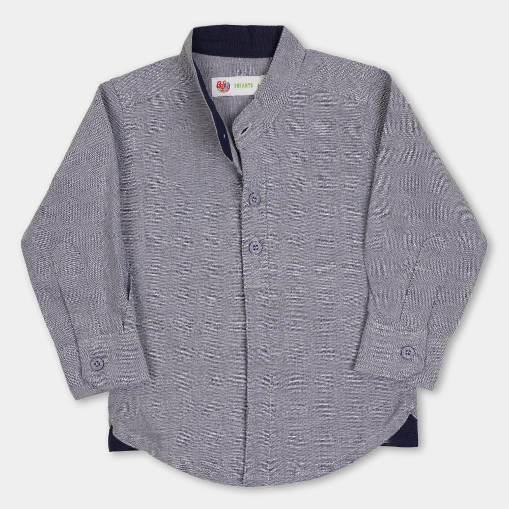 Infant Boys Casual Shirt Hidden Placket - GREY