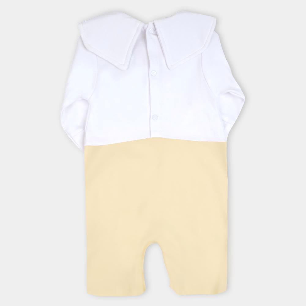 Infant Girls Knitted Romper Sailor - Pastel Yellow
