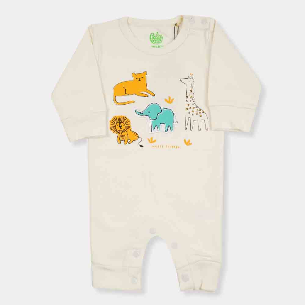 Infant Boys Knitted Romper Happy Friends- Off White