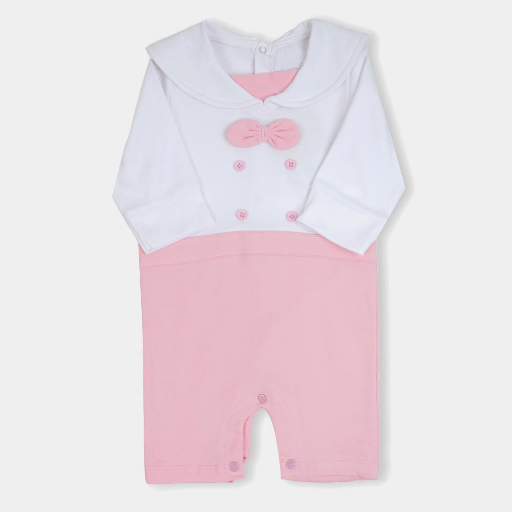 Infant Girls Knitted Romper Sailor - C.Pink