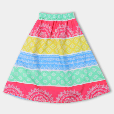 Girls Long Skirt Rangoli - Multi