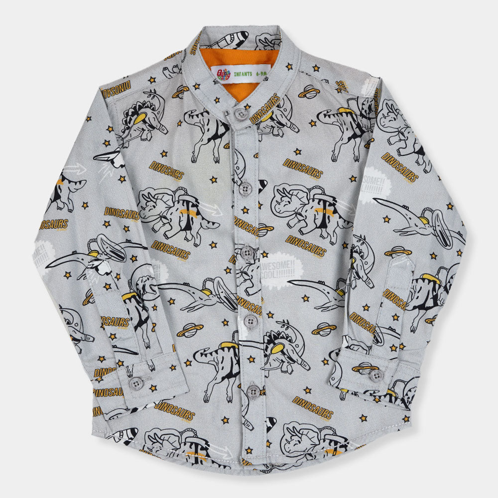 Infant Boys Casual Shirt Dinosaurs - GREY