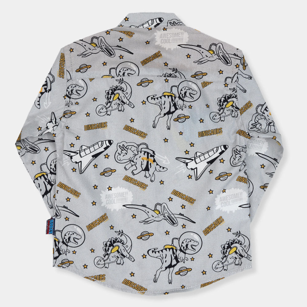 Infant Boys Casual Shirt Dinosaurs - GREY