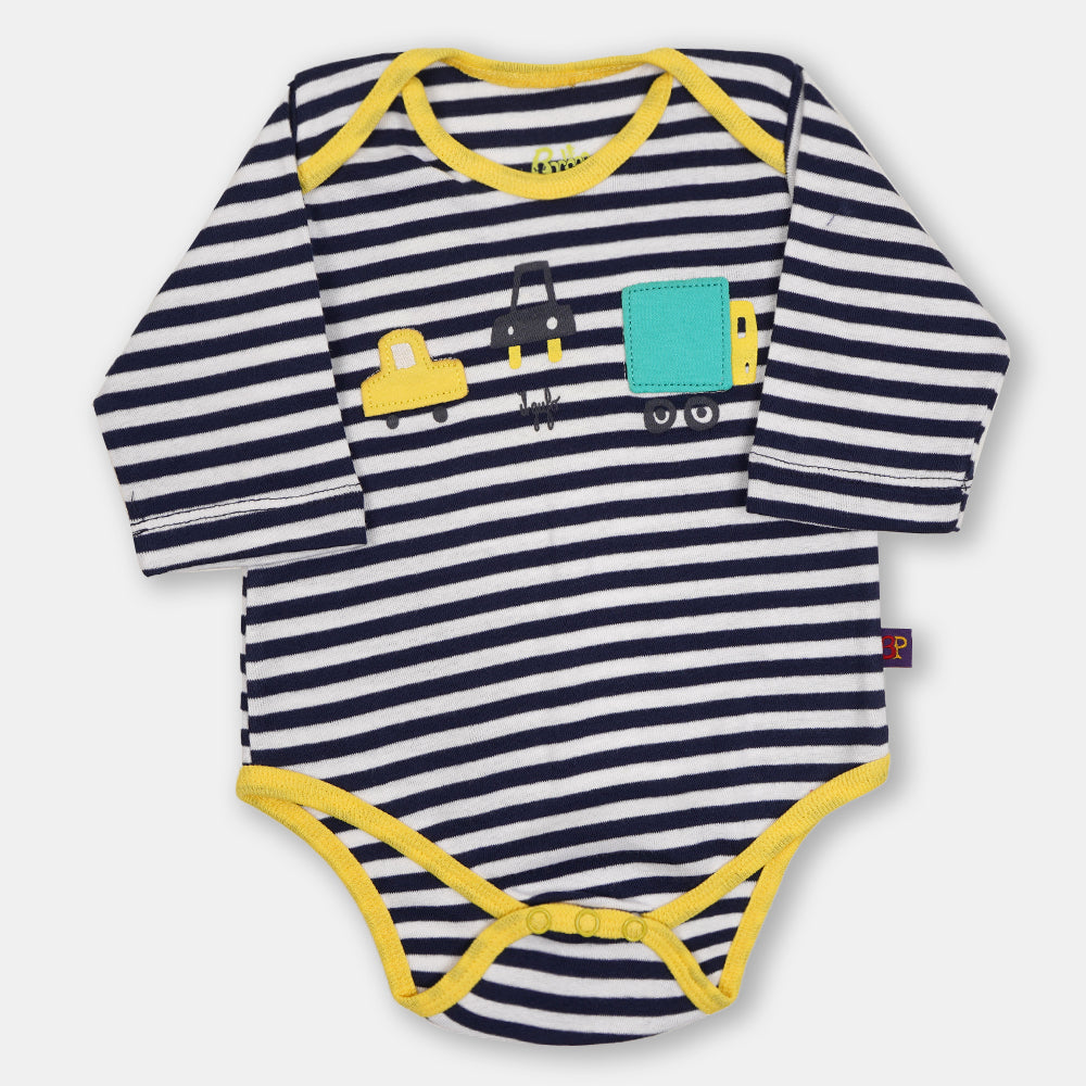 Infant Basic Romper Car - NAVY