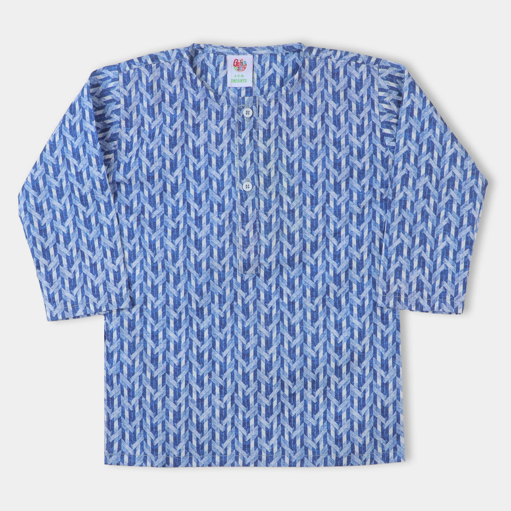 Infant Boys Digital Print Kurta Deep Sea - Blue