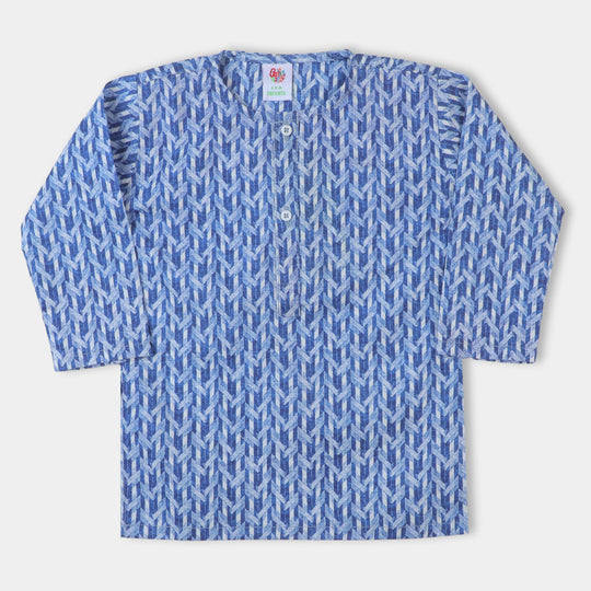 Infant Boys Digital Print Kurta Deep Sea - Blue