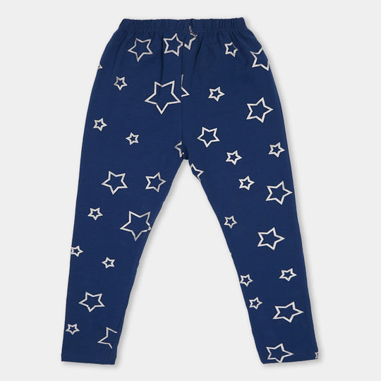 Printed Girl Tights Star - NAVY