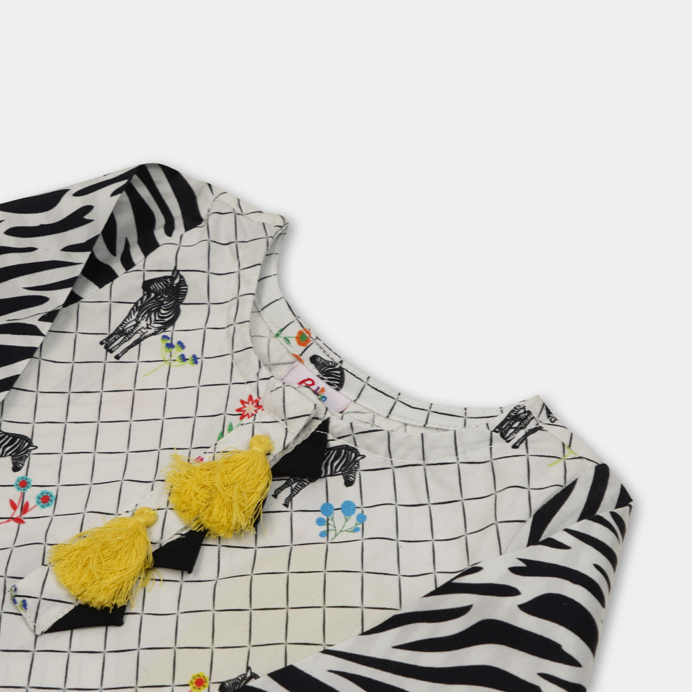 Infant Girls Digital Print Kurti Zebra - Multi