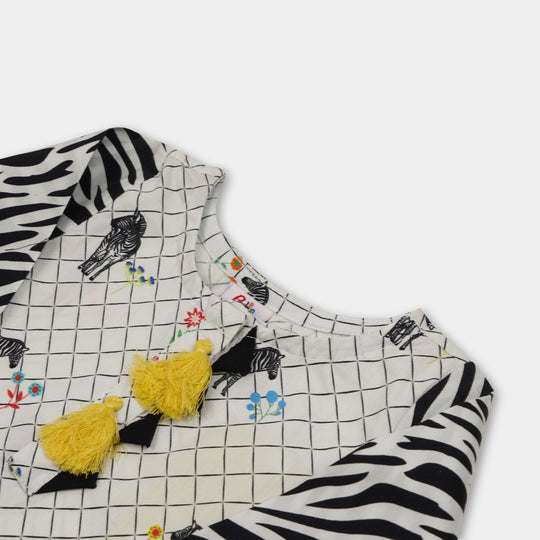 Infant Girls Digital Print Kurti Zebra - Multi