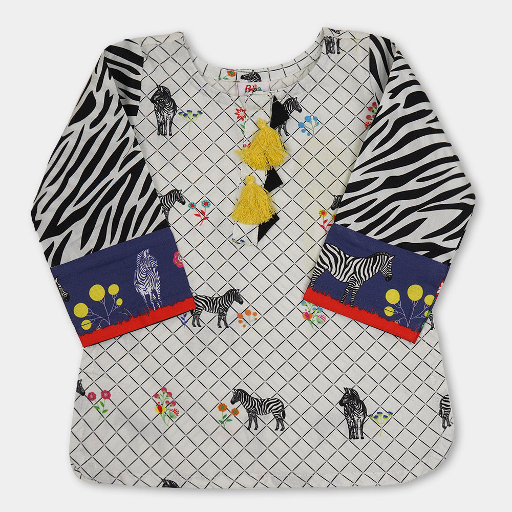 Infant Girls Digital Print Kurti Zebra - Multi
