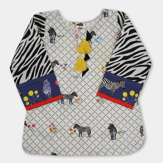 Infant Girls Digital Print Kurti Zebra - Multi