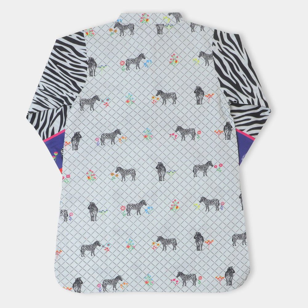 Girls Digital Print Kurti Zebra - Multi