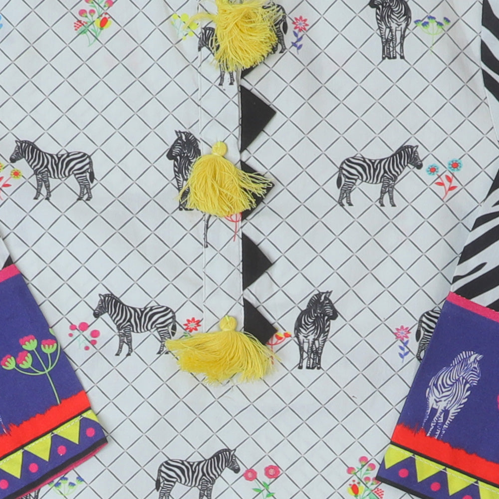 Girls Digital Print Kurti Zebra - Multi