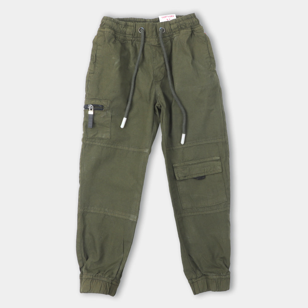 Boys Pant Cotton Pockets - Olive Green