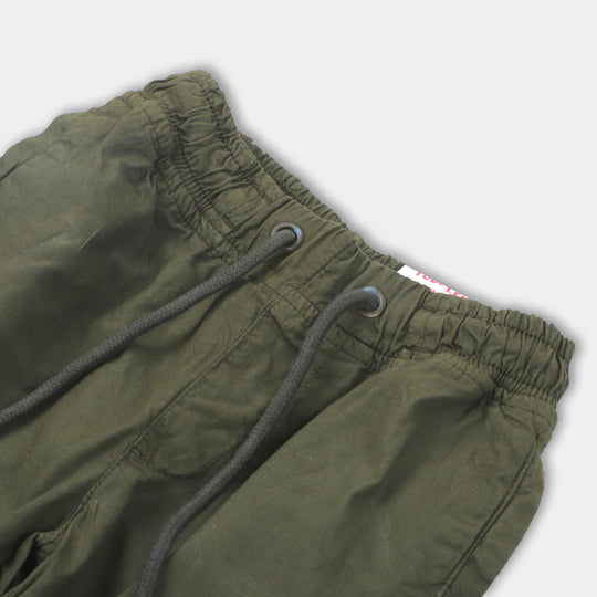 Boys Pant Cotton Pockets - Olive Green