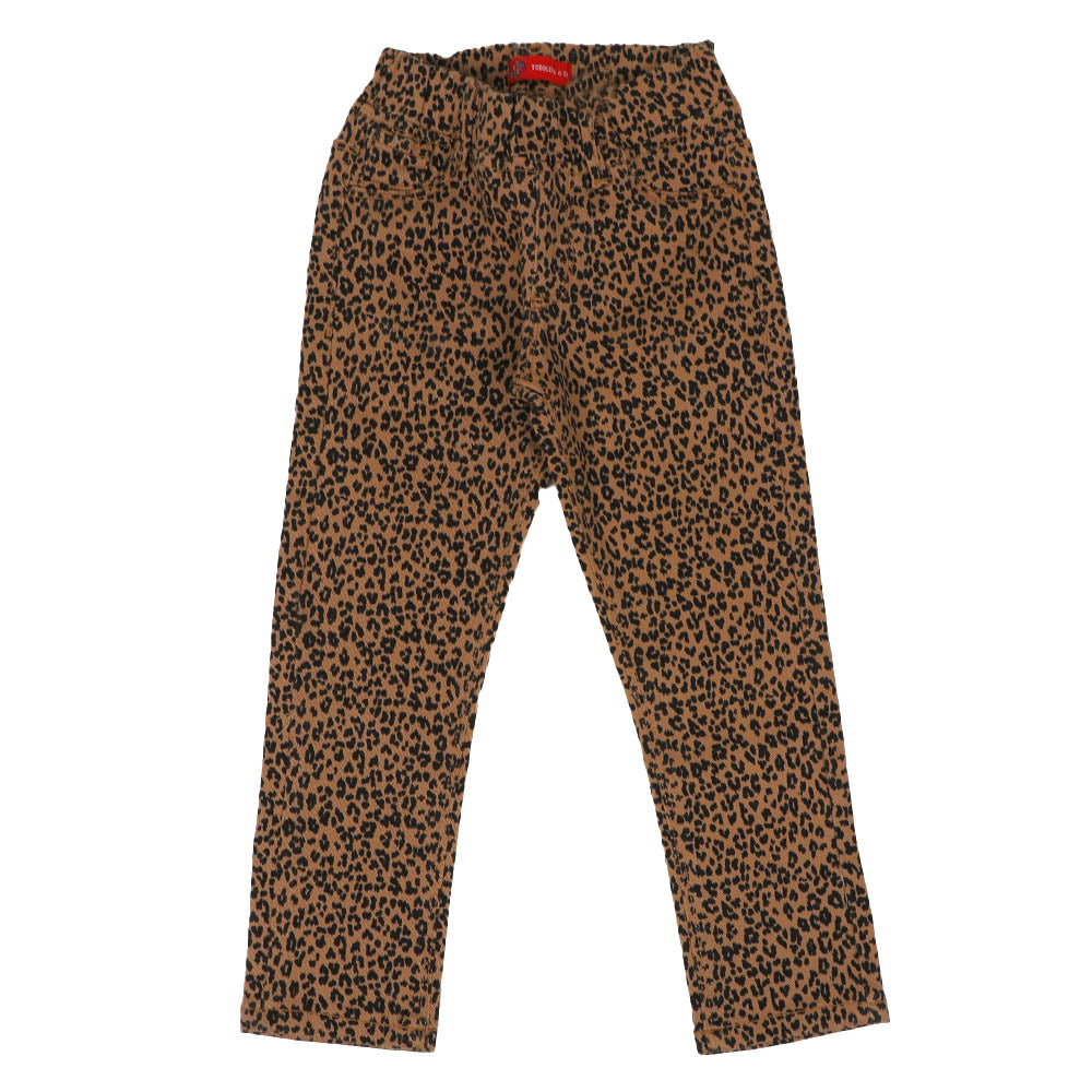 Girls Jeggings Cotton Printed Mix   - Brown