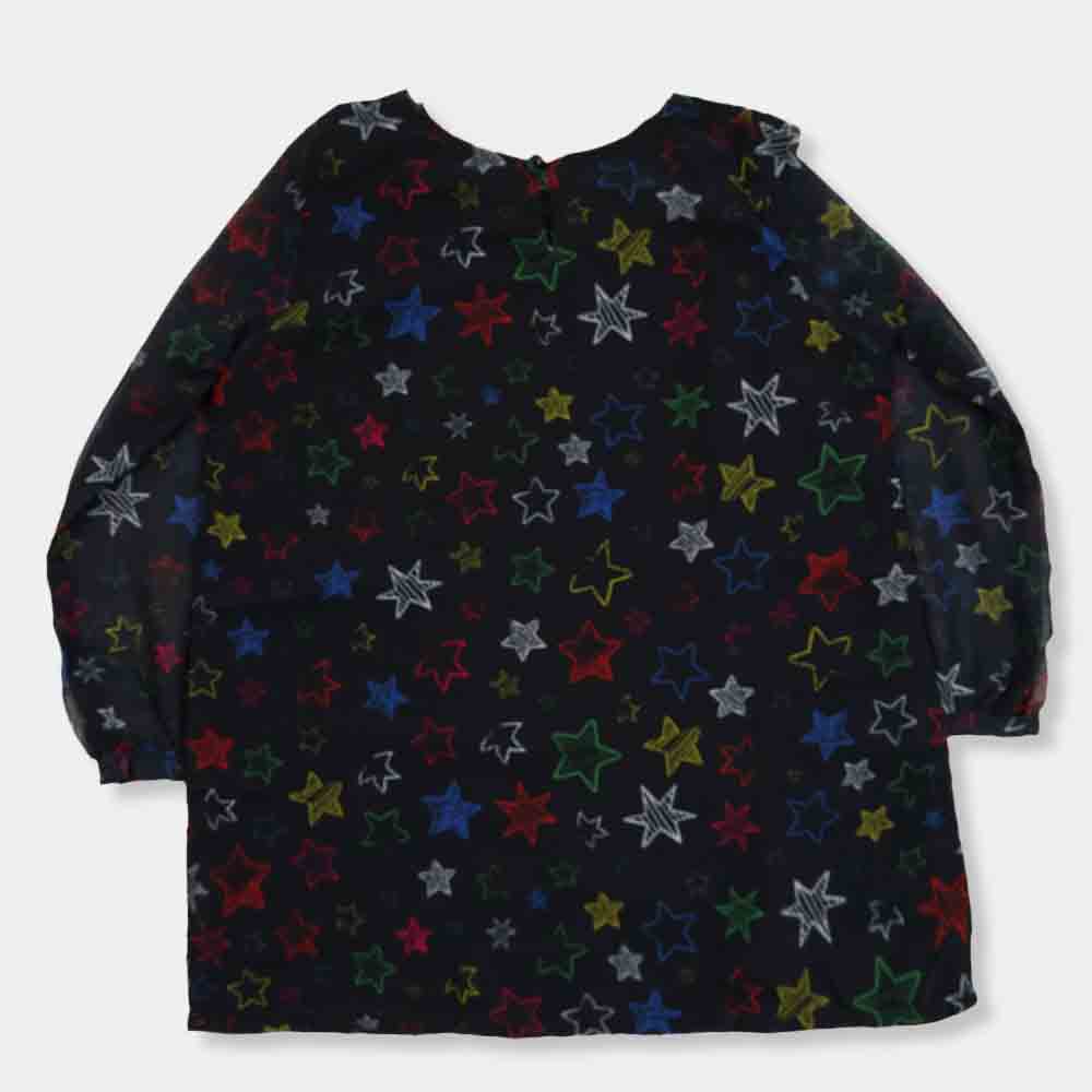 Girls Chiffon Casual Top Colorful Star - Black