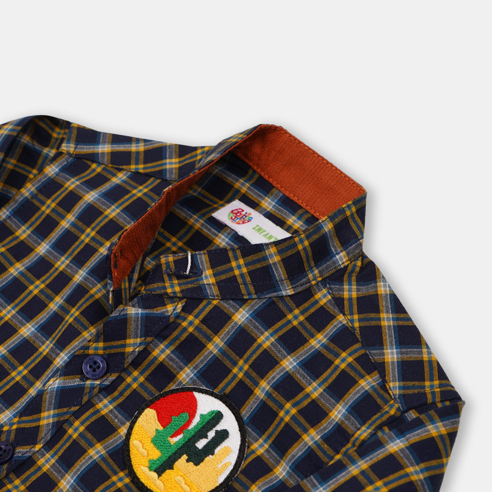 Infant Boys Casual Shirt Checkered - NAVY