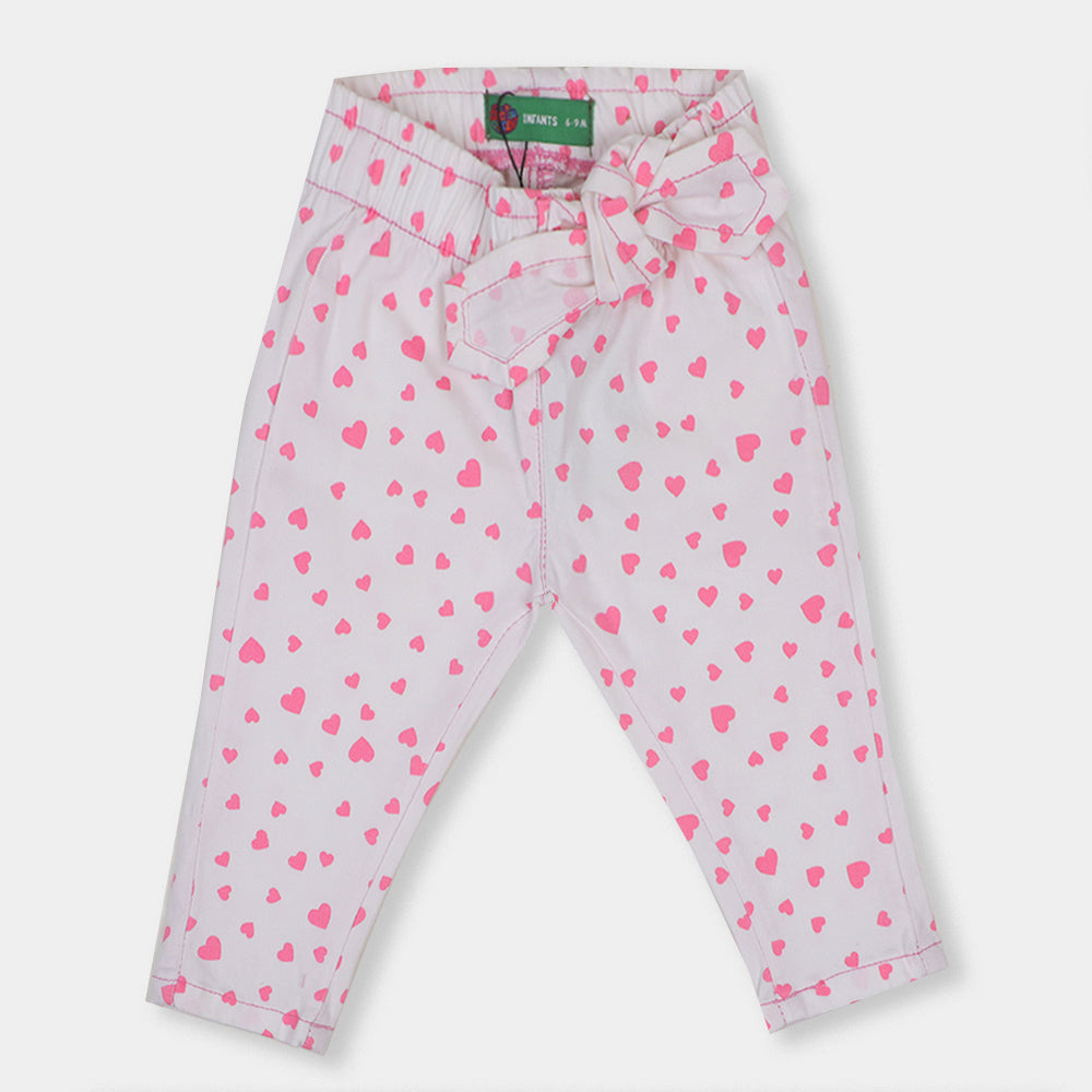 Infant Girls Pant Cotton - Pink/White