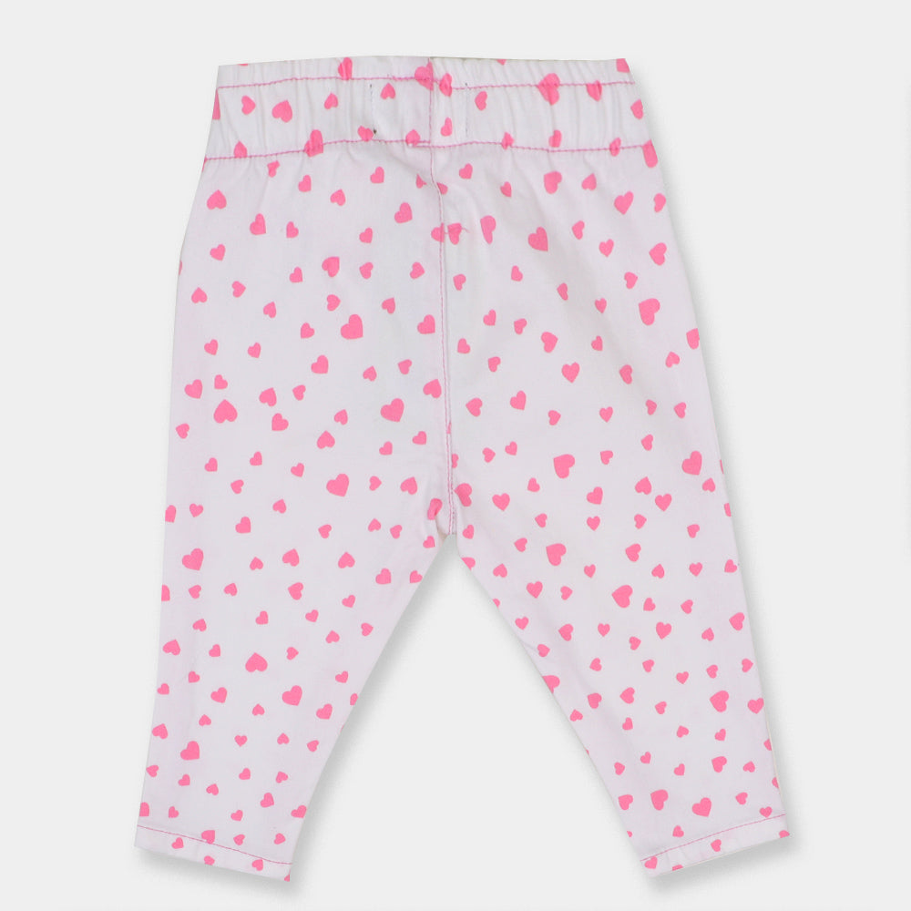 Infant Girls Pant Cotton - Pink/White