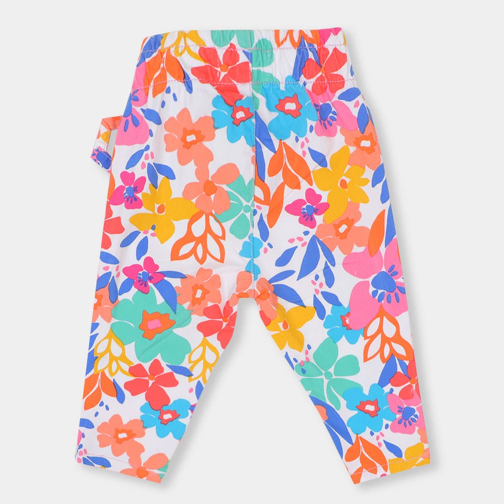 Infant Girls Pant Cotton Flower - Multi