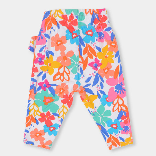 Infant Girls Pant Cotton Flower - Multi