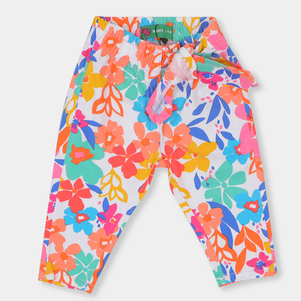 Infant Girls Pant Cotton Flower - Multi