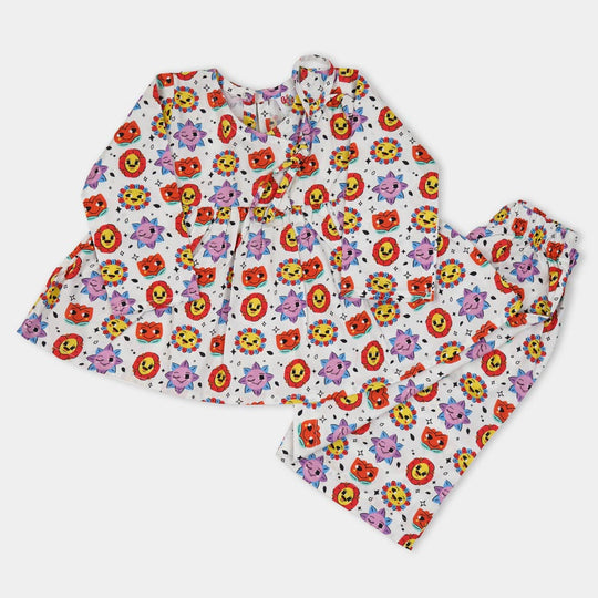 Infant Girls 2Pcs Kurti Pajama Smile - Multi