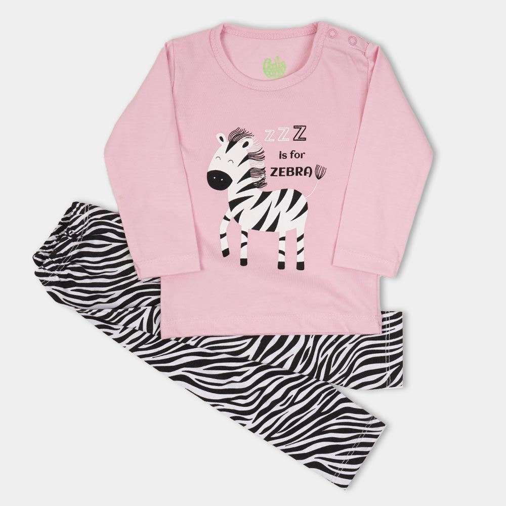 Infant Girls Knitted Night Suit Zebra - Pink Lady