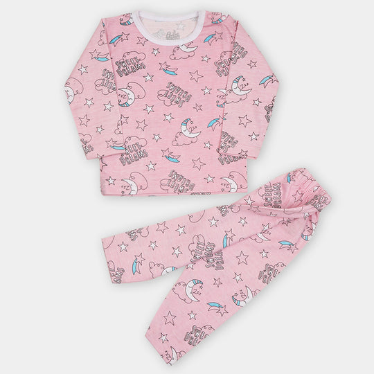 Infant Girls Knitted Night Suit Sweet Dream - Pink