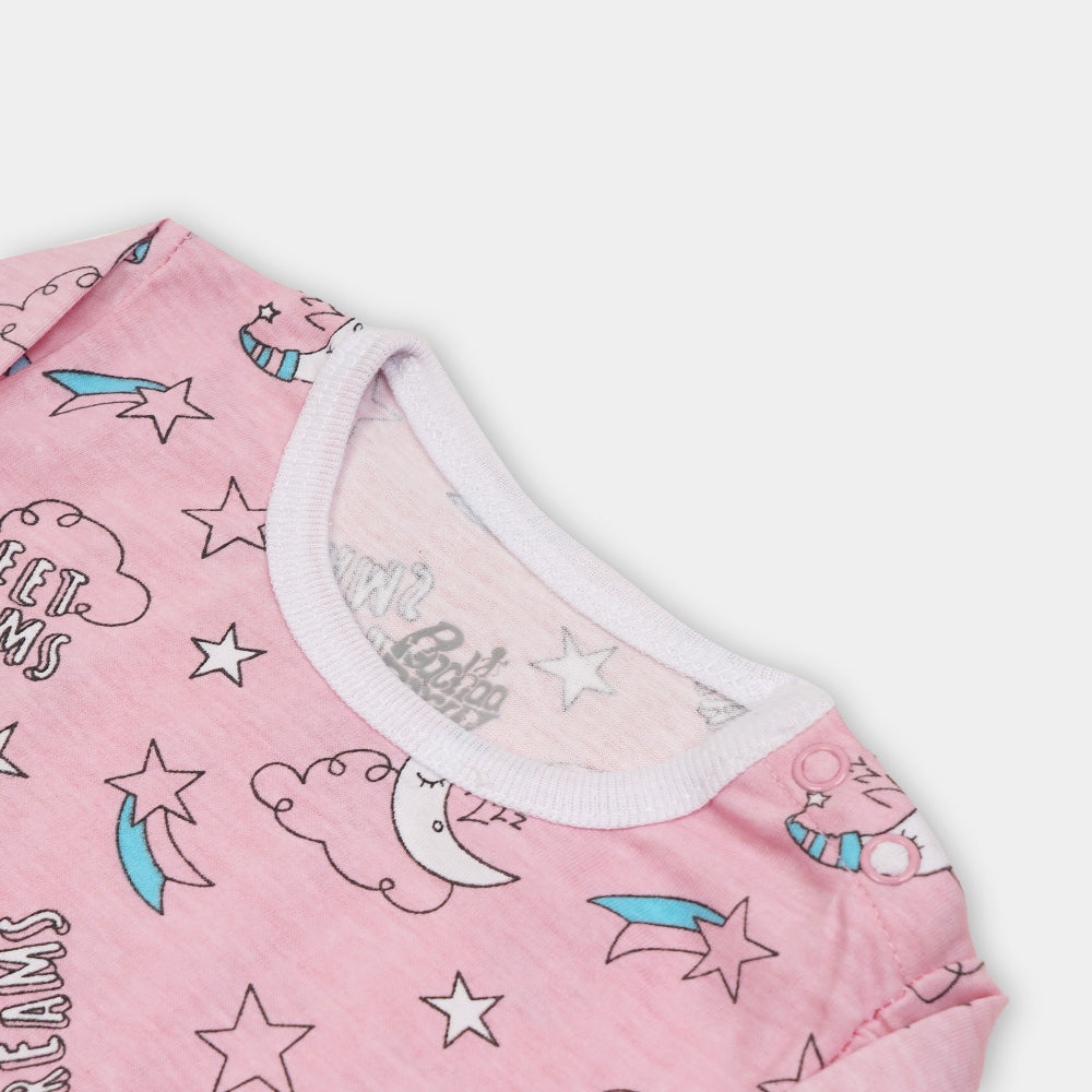 Infant Girls Knitted Night Suit Sweet Dream - Pink