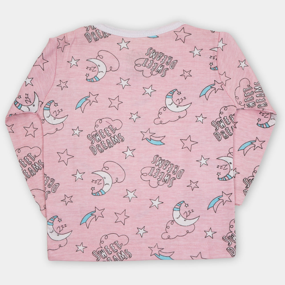 Infant Girls Knitted Night Suit Sweet Dream - Pink
