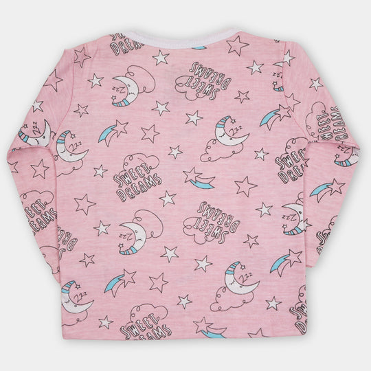 Infant Girls Knitted Night Suit Sweet Dream - Pink