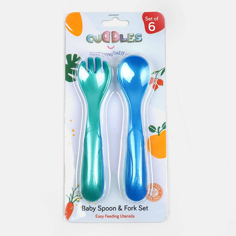 Spoon & Fork Set Pack Of 6 "Blue/Green"