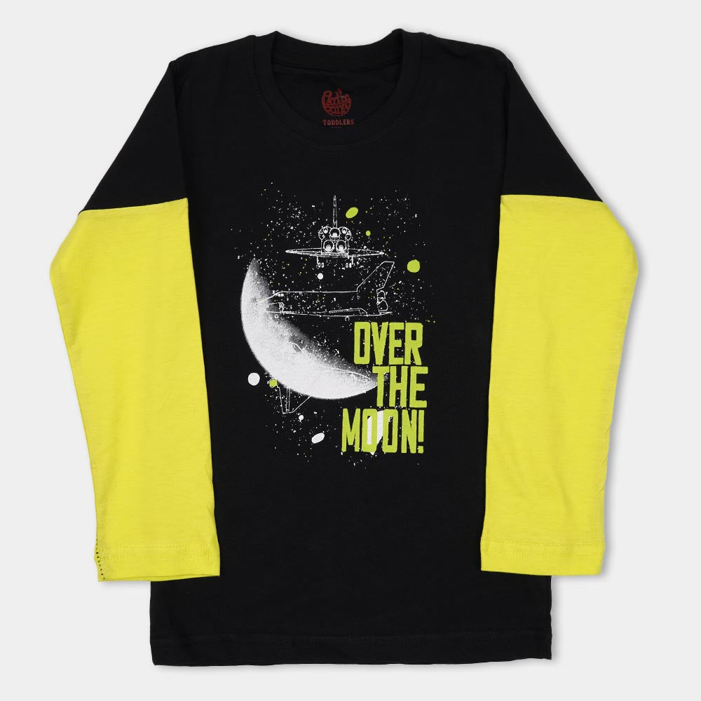 Boys T-Shirt Full Sleeve Over The Moon - Jet-Black