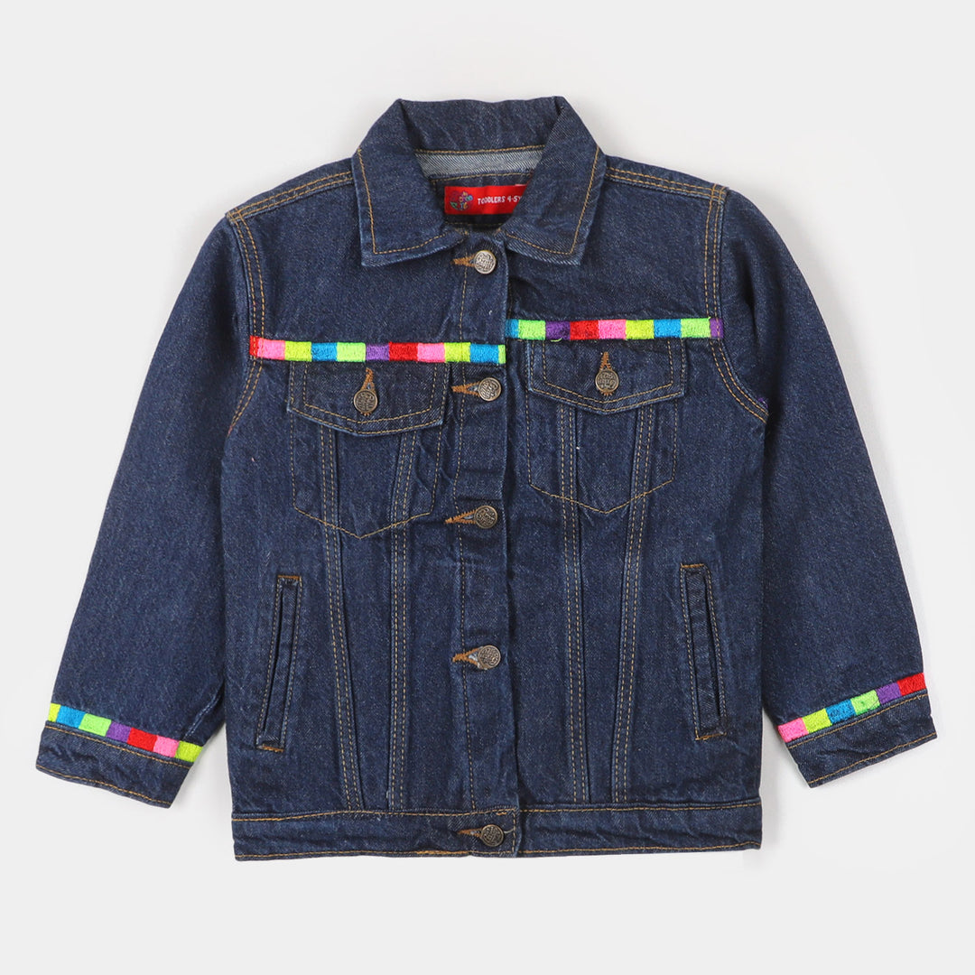 Girls Denim Jacket Good vibes - DK-BLUE