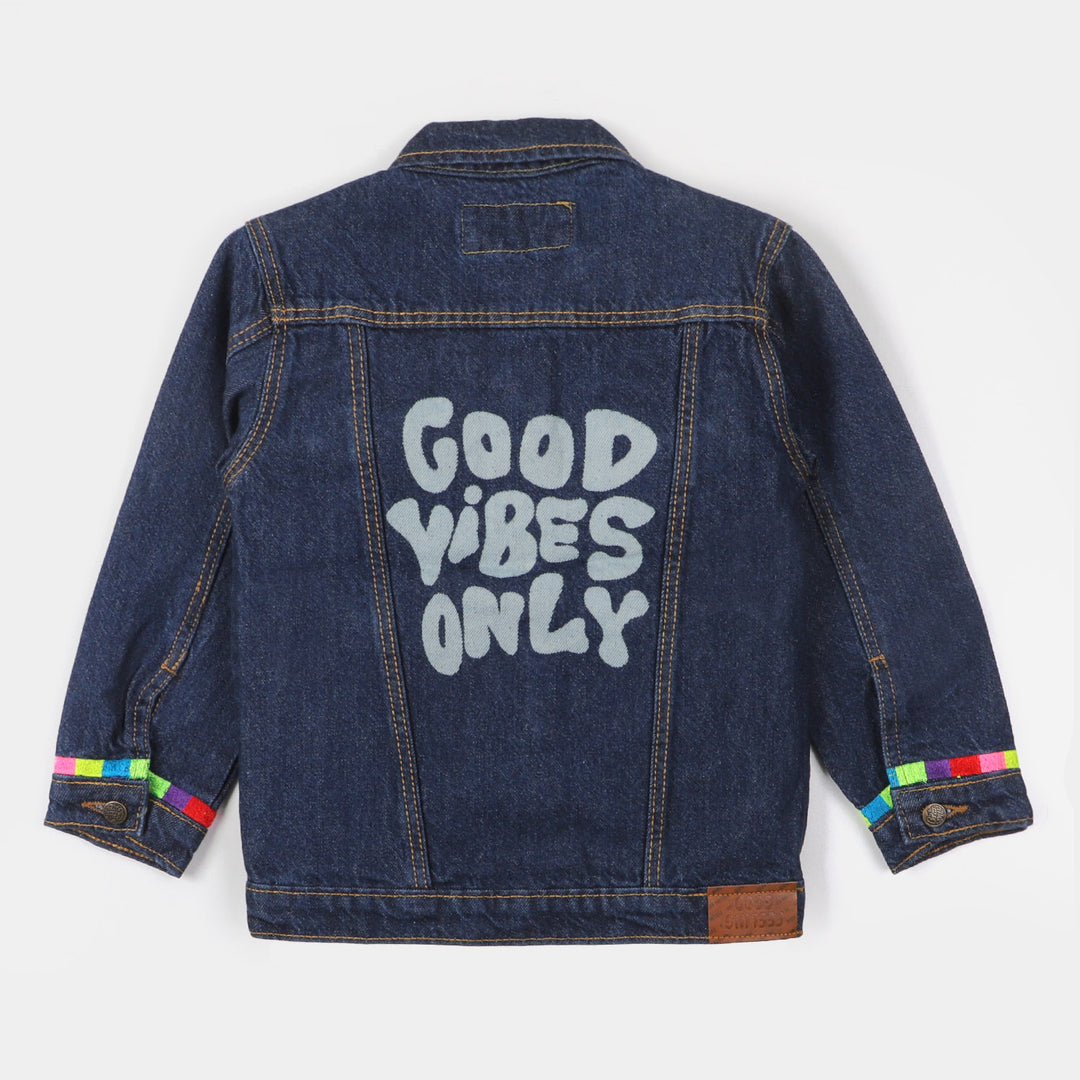 Girls Denim Jacket Good vibes - DK-BLUE