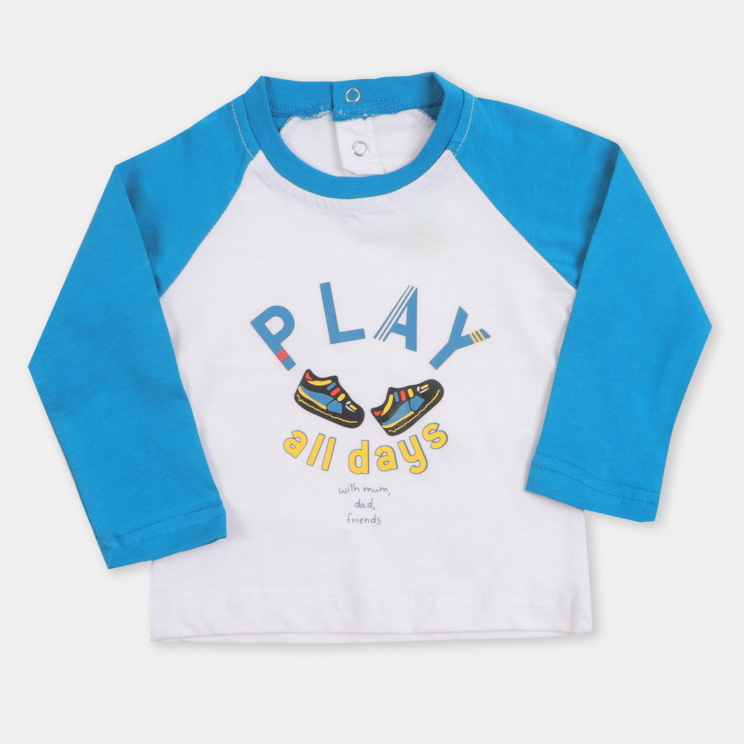 Infant Boys R-N T-Shirt Play All Day - White/Turk