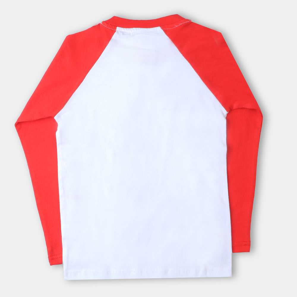 Boys T-Shirt F/S Raglan - White/Red