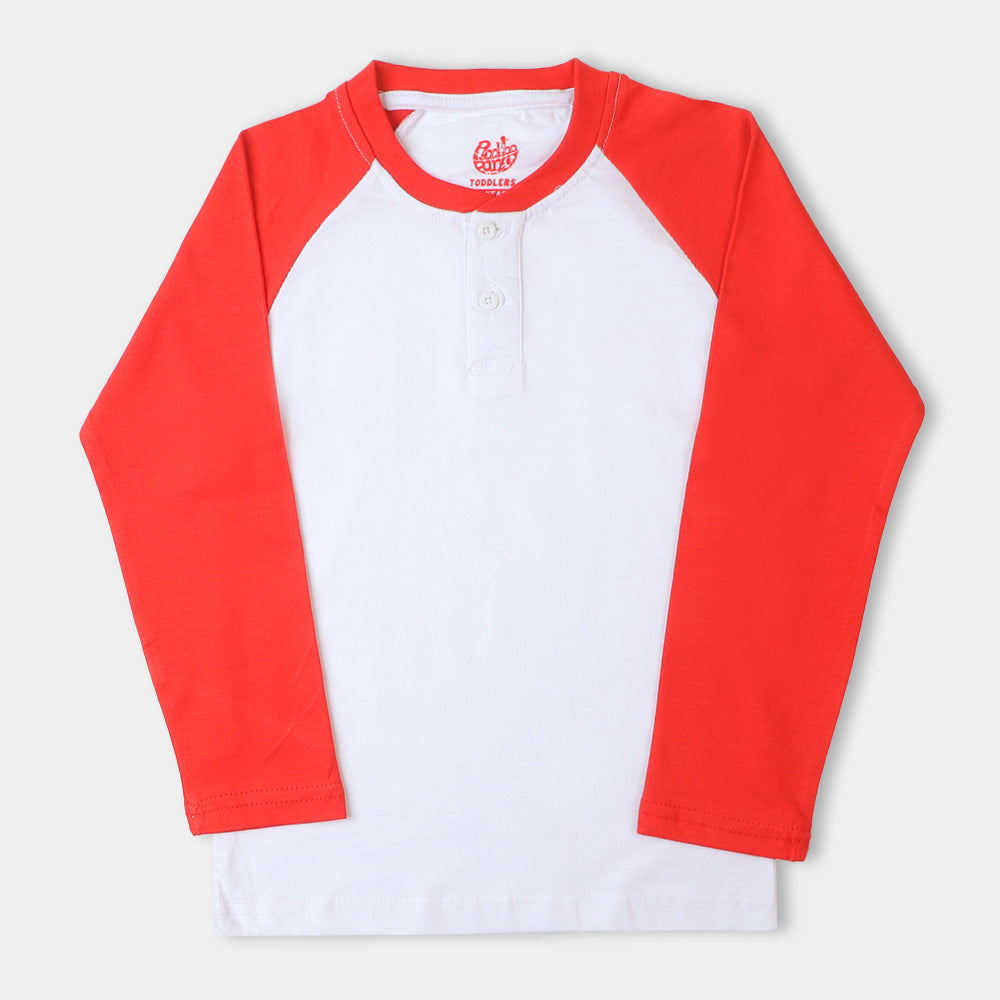 Boys T-Shirt F/S Raglan - White/Red