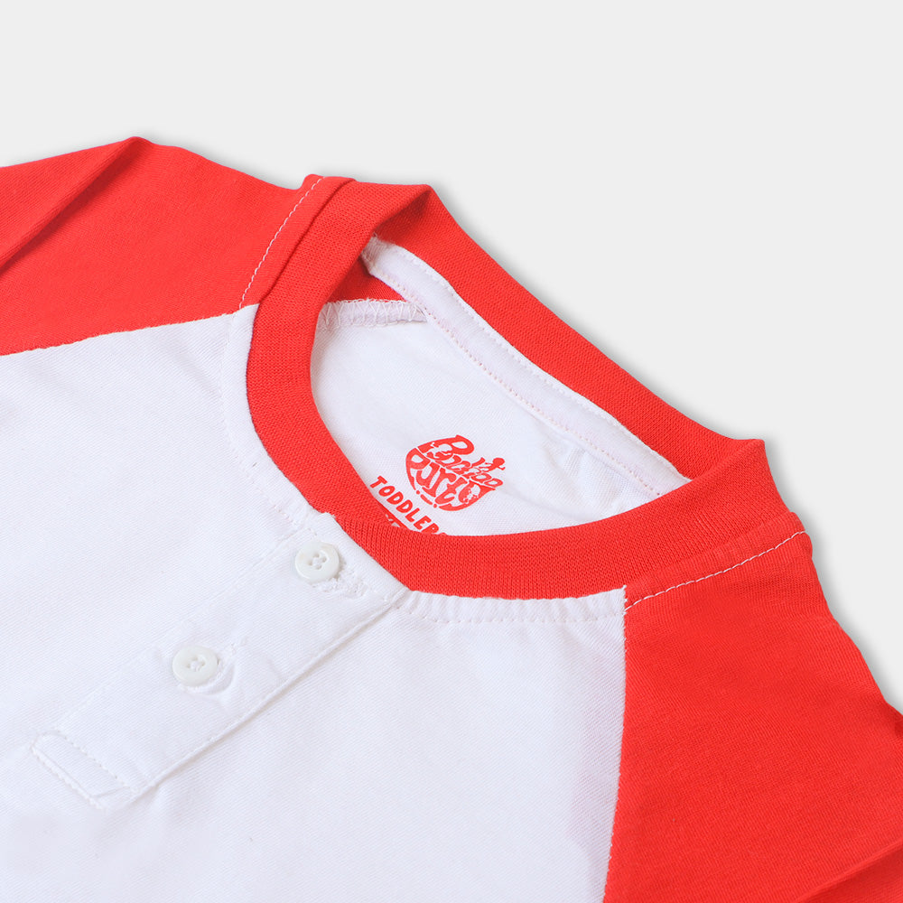 Boys T-Shirt F/S Raglan - White/Red