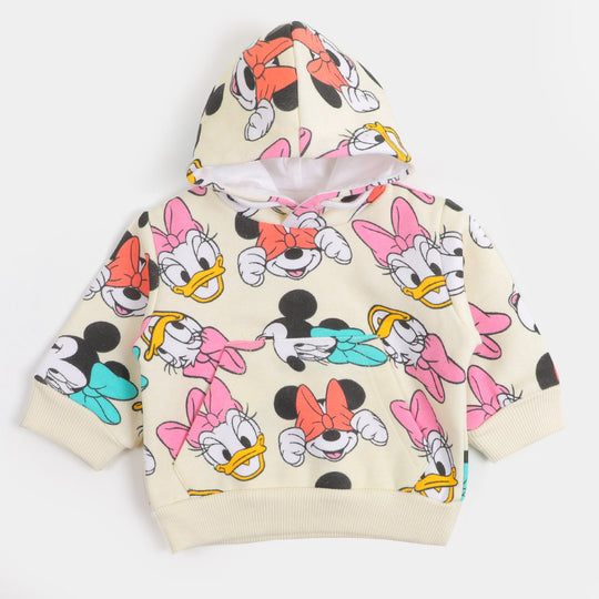 Infant Girls Hoodie Character Cartoon Print - White