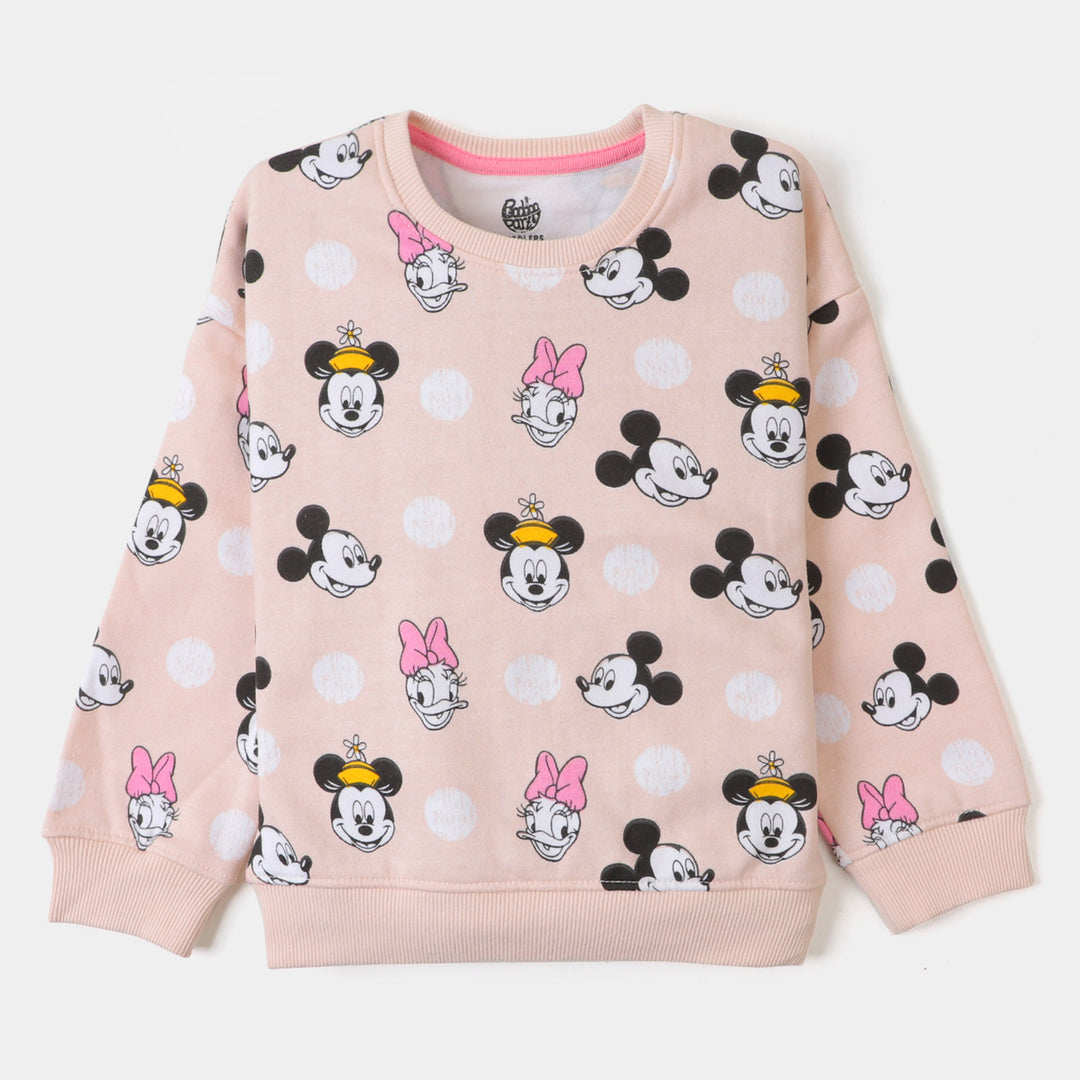 Girls Sweatshirt Characters Printed - Peach