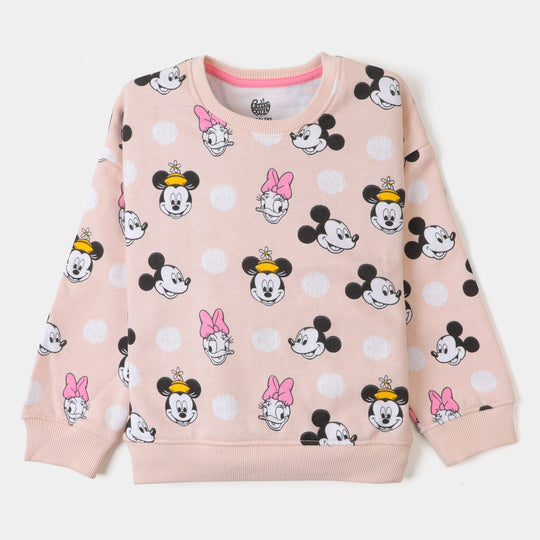 Girls Sweatshirt Characters Printed - Peach