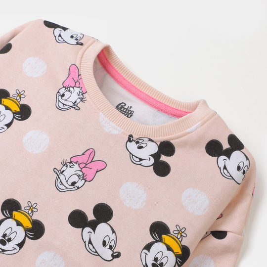 Girls Sweatshirt Characters Printed - Peach