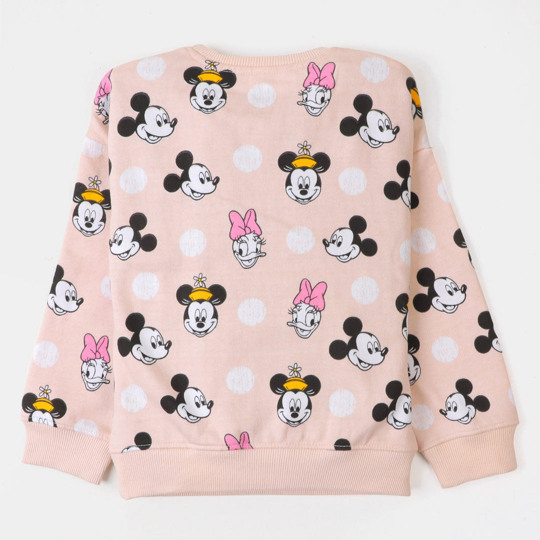 Girls Sweatshirt Characters Printed - Peach