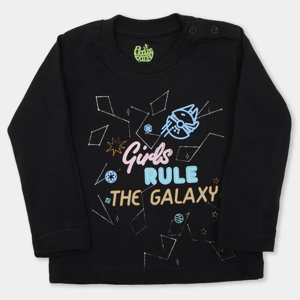 Infant Girls T-Shirt Girls Rule - Jet Black