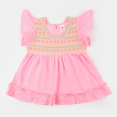 Girls Jacquard Embroidered Top Waves - Pink