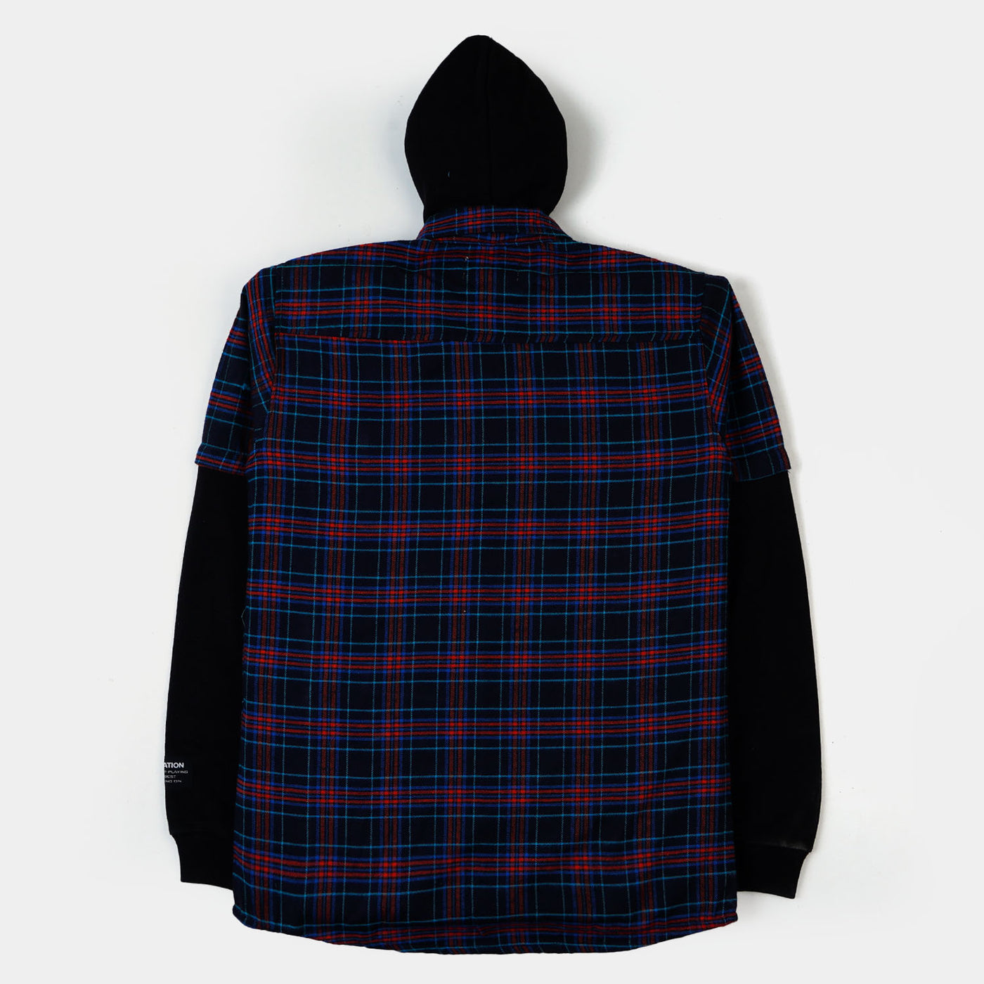 Boys Hoodie Shirt - Blue Check