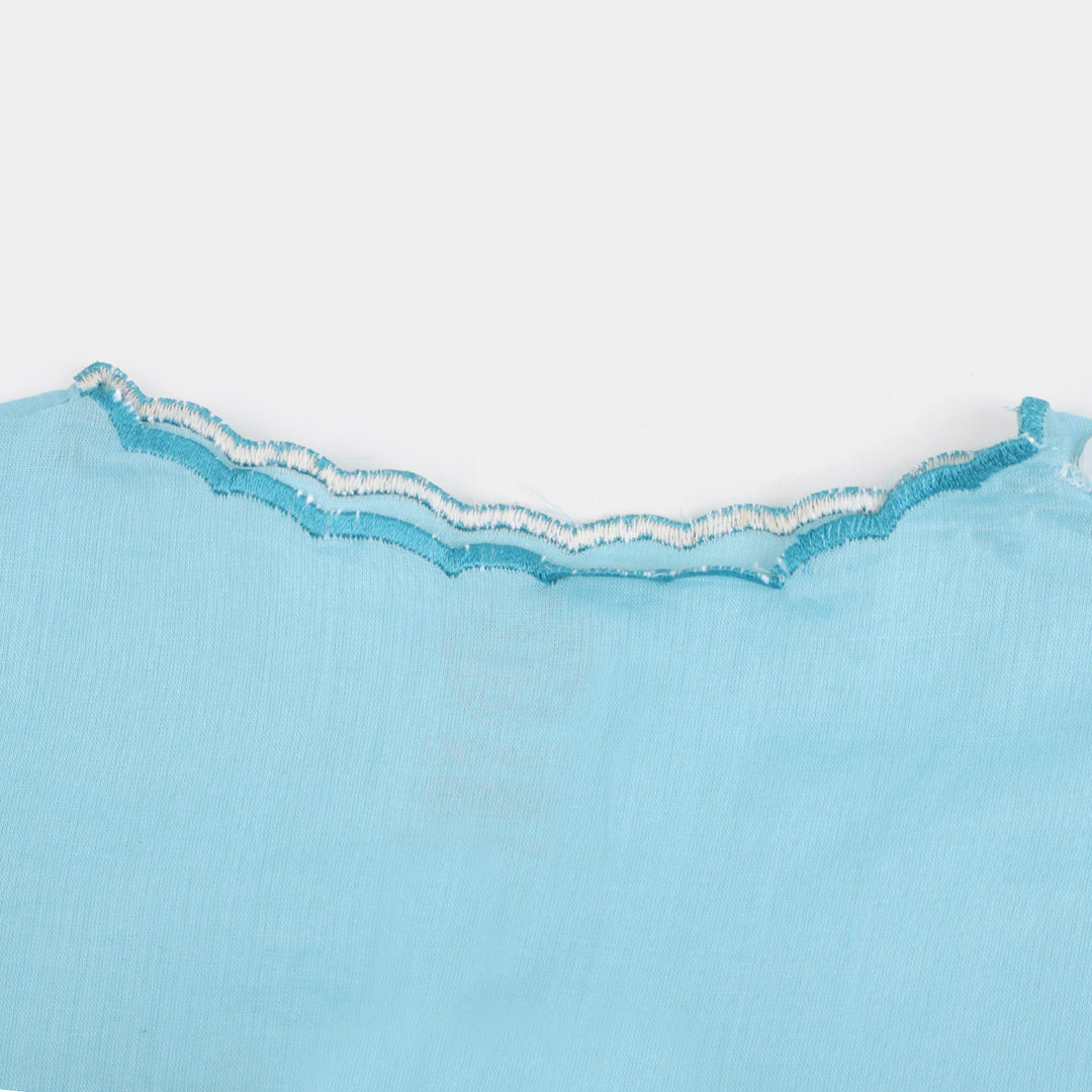 Infant Cotton Jhabla Emb  - LIGHT BLUE